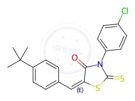 Chemical structure of (5E)-5-[(4-tert-Butylphenyl)methylidene]-3-(4-chlorophenyl)-2-sulfanylidene-1,3-thiazolidin-4-one