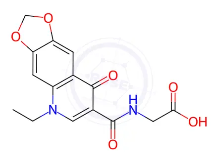 Chemical structure of (5-Ethyl-8-oxo-5,8-dihydro-[1,3]dioxolo[4,5-g]quinoline-7-carbonyl)glycine
