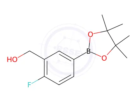 Chemical structure of (2-Fluoro-5-(4,4,5,5-tetramethyl-1,3,2-dioxaborolan-2-yl)phenyl)methanol