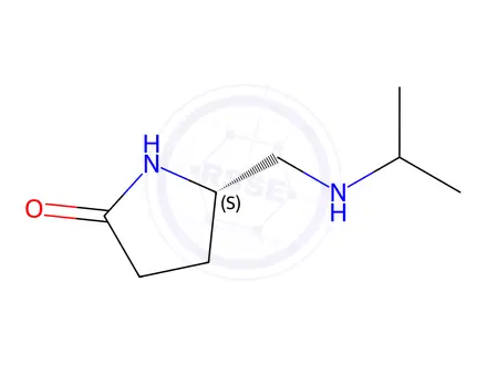 Chemical structure of (5S)-5-{[(propan-2-yl)amino]methyl}pyrrolidin-2-one hydrochloride