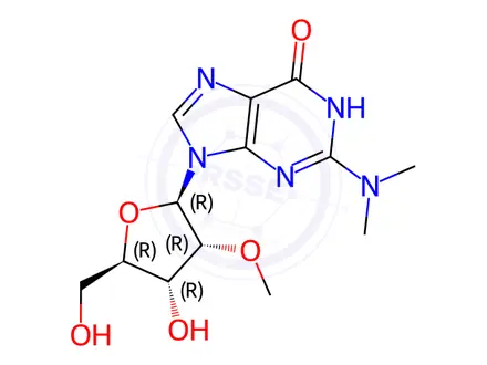 Chemical structure of N,N-Dimethyl-2′-O-methylguanosine
