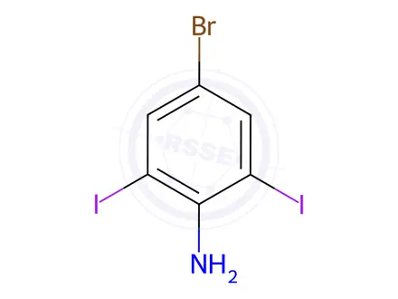 Chemical structure of 4-Bromo-2,6-diiodoaniline