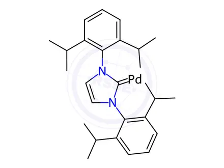 Chemical structure of Chloro[[1,3-bis(2,6-diisopropylphenyl)imidazol-2-ylidene](N,N-dimethyl-3,5-dimethoxybenzylamine)palladium(II)]