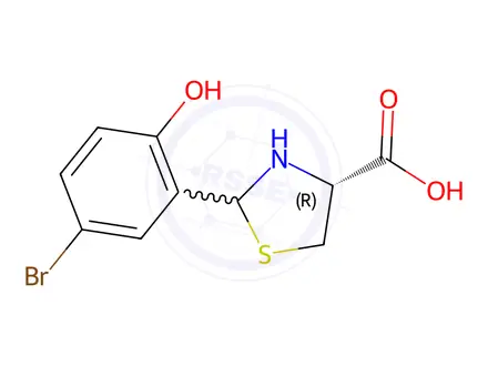 Chemical structure of (4R)-2-(5-Bromo-2-hydroxyphenyl)thiazolidine-4-carboxylic acid