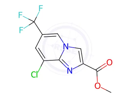 Chemical structure of Imidazo[1,2-a]pyridine-2-carboxylic acid, 8-chloro-6-(trifluoromethyl)-, methyl ester