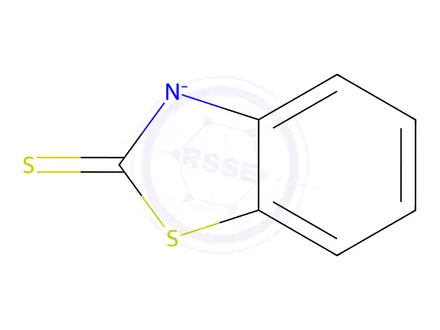 Chemical structure of benzothiazole-2(3H)-thione, sodium salt, compound with 2-aminoethanol