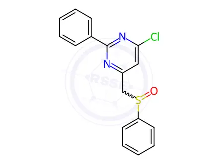 Chemical structure of 4-Chloro-2-phenyl-6-((phenylsulfinyl)methyl)pyrimidine