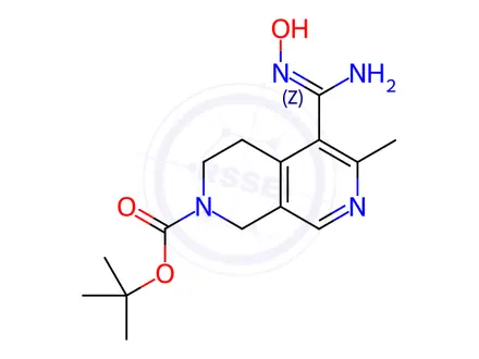 Chemical structure of tert-Butyl 5-[amino(hydroxyimino)methyl]-6-methyl-3,4-dihydro[2,7]naphthyridine-2(1H)-carboxylate