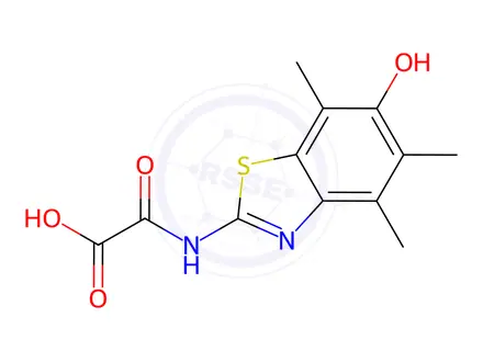 Chemical structure of Acetic acid, [(6-hydroxy-4,5,7-trimethyl-2-benzothiazolyl)amino]oxo-(9CI)