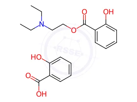 Chemical structure of salicylic acid, compound with 2-(diethylamino)ethyl salicylate (1:1)