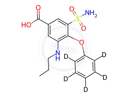 Chemical structure of N-Desbutyl-N-propyl Bumetanide-d5