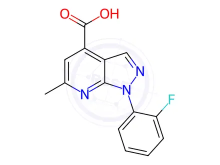 Chemical structure of 1-(2-Fluorophenyl)-6-methyl-1H-pyrazolo[3,4-b]pyridine-4-carboxylic acid
