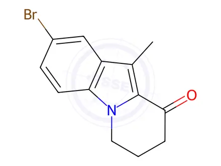 Chemical structure of Pyrido[1,2-a]indol-9(6H)-one, 2-bromo-7,8-dihydro-10-methyl-