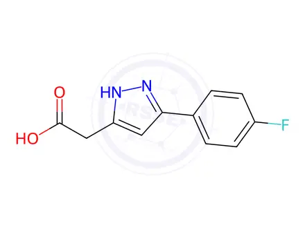 Chemical structure of 2-(5-(4-Fluorophenyl)-1H-pyrazol-3-yl)acetic acid