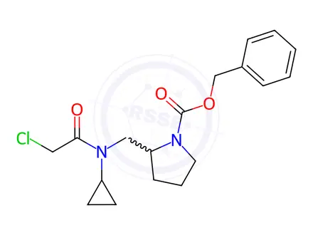 Chemical structure of Benzyl 2-((2-chloro-N-cyclopropylacetamido)methyl)pyrrolidine-1-carboxylate