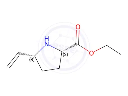 Chemical structure of Proline, 5-ethenyl-, ethyl ester, cis-(9CI)