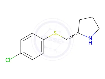 Chemical structure of 2-(((4-chlorophenyl)thio)methyl)pyrrolidine hydrochloride