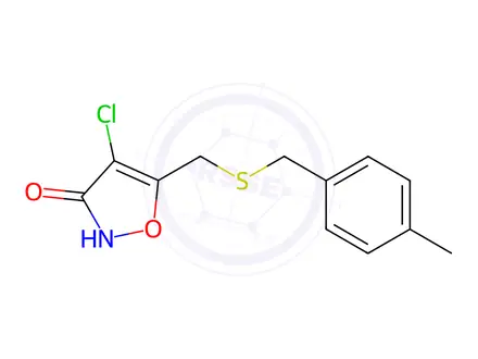 Chemical structure of 4-Chloro-5-(((4-methylbenzyl)thio)methyl)isoxazol-3(2H)-one