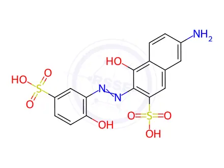 Chemical structure of disodium [7-amino-4-hydroxy-3-[(2-hydroxy-5-sulphophenyl)azo]naphthalene-2-sulphonato(4-)]cuprate(2-)