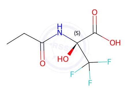 Chemical structure of Alanine, 3,3,3-trifluoro-2-hydroxy-N-(1-oxopropyl)-
