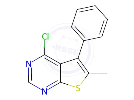 Chemical structure of 4-Chloro-6-Methyl-5-Phenylthieno[2,3-D]Pyrimidine