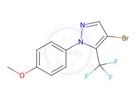 Chemical structure of 4-Bromo-1-(4-methoxyphenyl)-5-(trifluoromethyl)-1H-pyrazole