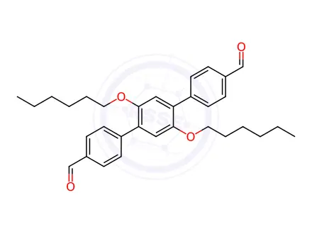 Chemical structure of 2',5'-Bis(hexyloxy)-[1,1':4',1''-terphenyl]-4,4''-dicarbaldehyde