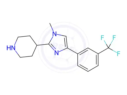 Chemical structure of 4-(1-Methyl-4-(3-(trifluoromethyl)phenyl)-1H-imidazol-2-yl)piperidine dihydrochloride