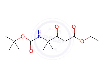 Chemical structure of Pentanoic acid, 4-[[(1,1-dimethylethoxy)carbonyl]amino]-4-methyl-3-oxo-, ethyl ester
