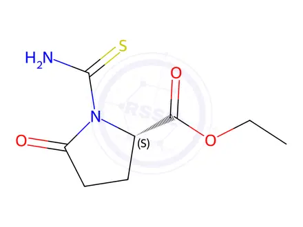 Chemical structure of Proline, 5-oxo-1-(thiocarbamoyl)-, ethyl ester (8CI)
