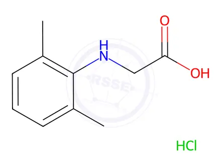 Chemical structure of 2-[(2,6-dimethylphenyl)amino]acetic acid hydrochloride