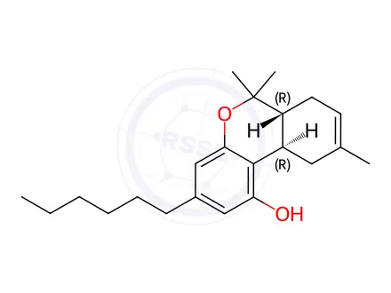 Chemical structure of n-hexyl-delta-8-tetrahydrocannabinol