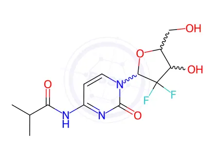 Chemical structure of Cytidine, 2'-deoxy-2',2'-difluoro-N-(2-methyl-1-oxopropyl)-