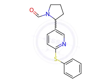 Chemical structure of 2-(6-(Phenylthio)pyridin-3-yl)pyrrolidine-1-carbaldehyde
