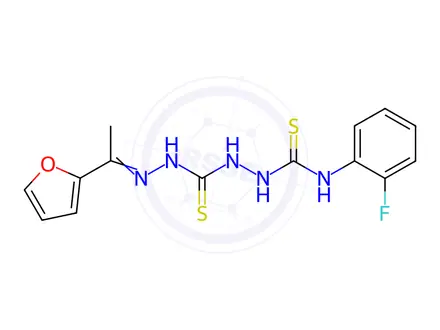Chemical structure of (Z)-N-(2-fluorophenyl)-2-(2-(1-(furan-2-yl)ethylidene)hydrazine-1-carbonothioyl)hydrazine-1-carbothioamide