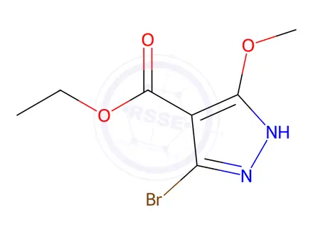 Chemical structure of 3-Bromo-5-methoxy-1H-pyrazole-4-carboxylic acid ethyl ester