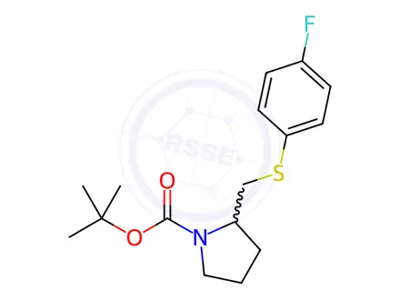 Chemical structure of 2-(4-Fluoro-phenylsulfanylmethyl)-pyrrolidine-1-carboxylic acid tert-butyl ester