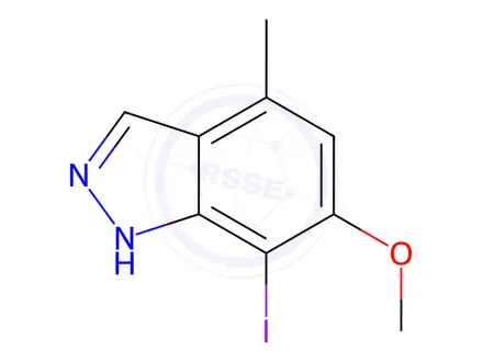 Chemical structure of 7-iodo-6-methoxy-4-methyl-1H-indazole