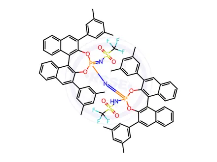 Chemical structure of N-((11bS)-4-((2,6-Bis(3,5-dimethylphenyl)-4-(((trifluoromethyl)sulfonyl)imino)-4l5-dinaphtho[2,1-d:1',2'-f][1,3,2]dioxaphosphepin-4-yl)imino)-2,6-bis(3,5-dimethylphenyl)-4l5-dinaphtho[2,1-d:1',2'-f][1,3,2]dioxaphosphepin-4-yl)-1,1,1-trifluoromethanesulfonamide