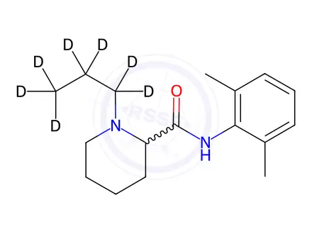 Chemical structure of (+/-)-Ropivacaine-d7 (propyl-d7)