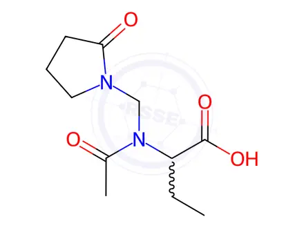 Chemical structure of Butanoic acid, 2-[acetyl[(2-oxo-1-pyrrolidinyl)methyl]amino]-