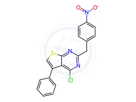 Chemical structure of 4-Chloro-2-(4-nitrobenzyl)-5-phenylthieno[2,3-d]pyrimidine