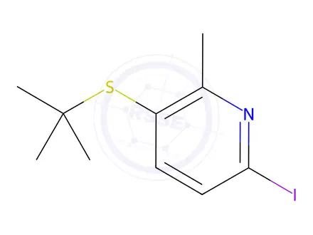 Chemical structure of 3-(tert-Butylthio)-6-iodo-2-methylpyridine