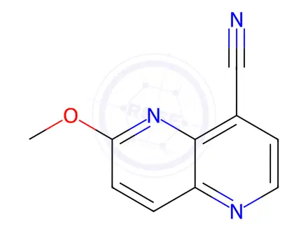 Chemical structure of 1,5-Naphthyridine-4-carbonitrile, 6-methoxy-