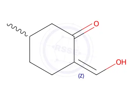 Chemical structure of Cyclohexanone, 2-(hydroxymethylene)-5-methyl-, (Z)-(9CI)