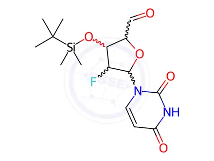 Chemical structure of Uridine, 2',5'-dideoxy-3'-O-[(1,1-dimethylethyl)dimethylsilyl]-2'-fluoro-5'-oxo-