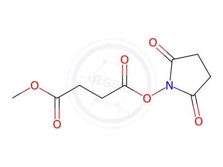 Chemical structure of Butanoic acid, 4-[(2,5-dioxo-1-pyrrolidinyl)oxy]-4-oxo-, methyl ester