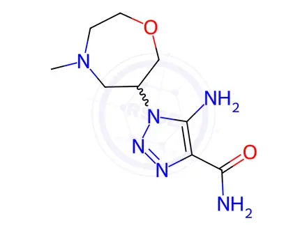 Chemical structure of 5-Amino-1-(4-methyl-1,4-oxazepan-6-yl)-1H-1,2,3-triazole-4-carboxamide