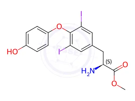 Chemical structure of (S)-Methyl 2-amino-3-(4-(4-hydroxyphenoxy)-3,5-diiodophenyl)propanoate