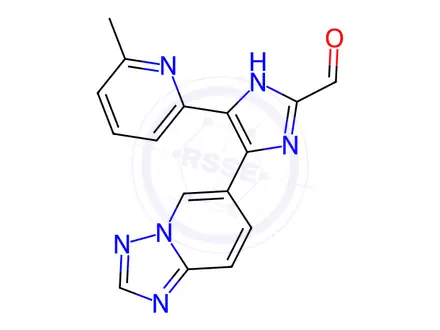 Chemical structure of 4-([1,2,4]triazolo[1,5-a]pyridin-6-yl)-5-(6-methylpyridin-2-yl)-1H-imidazole-2-carbaldehyde